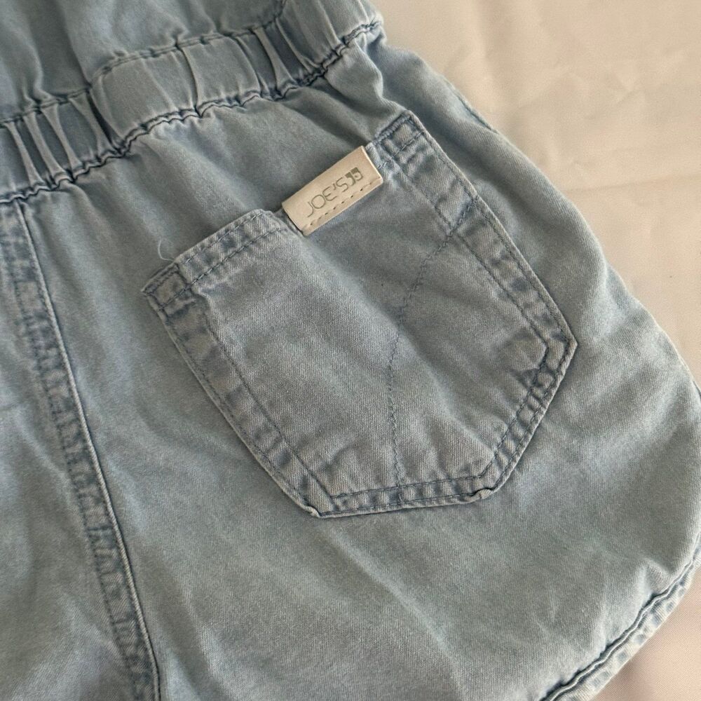 Joe’s Jeans Girls 5 Romper Denim Embroidered Flowers Elastic Waist Summer - Picture 6 of 7